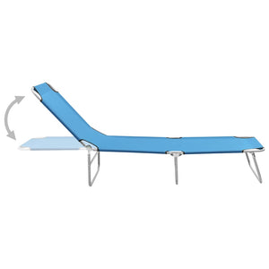 vidaXL Folding Sun Lounger Steel and Fabric Turquoise
