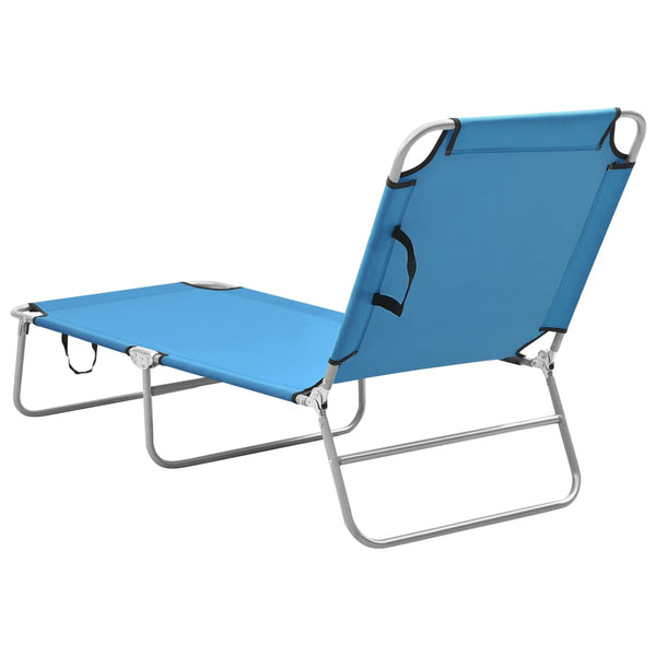 vidaXL Folding Sun Lounger Steel and Fabric Turquoise