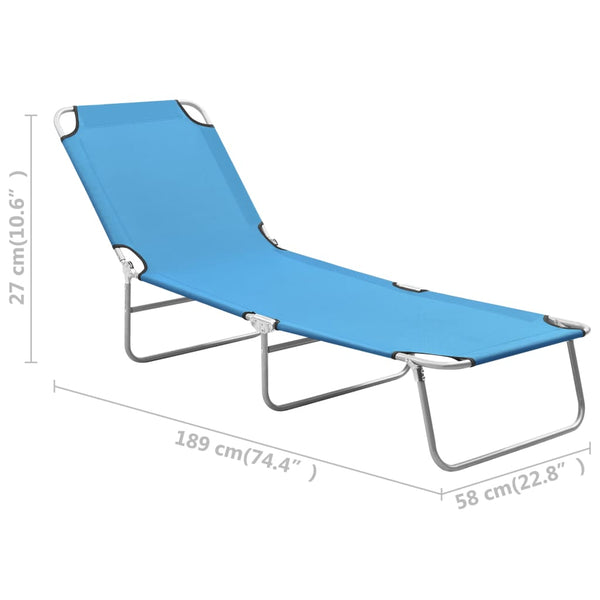 vidaXL Folding Sun Lounger Steel and Fabric Turquoise