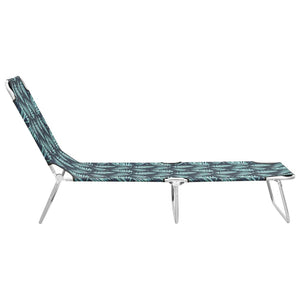 vidaXL Folding Sun Lounger Steel and Fabric Leaf Pattern