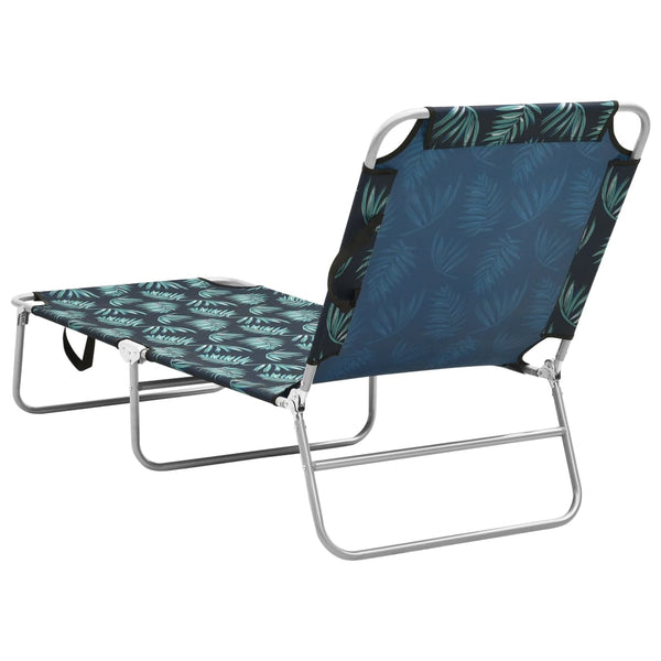 vidaXL Folding Sun Lounger Steel and Fabric Leaf Pattern