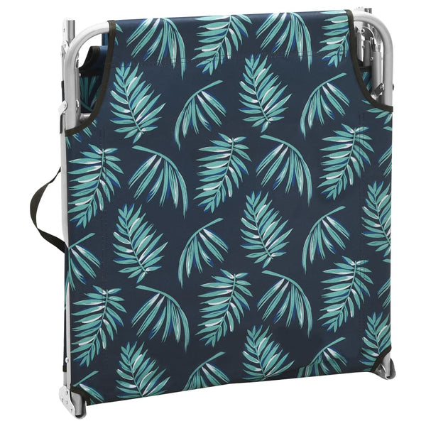 vidaXL Folding Sun Lounger Steel and Fabric Leaf Pattern
