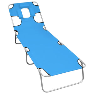 vidaXL Foldable Sun Lounger with Pillow Steel Turquoise