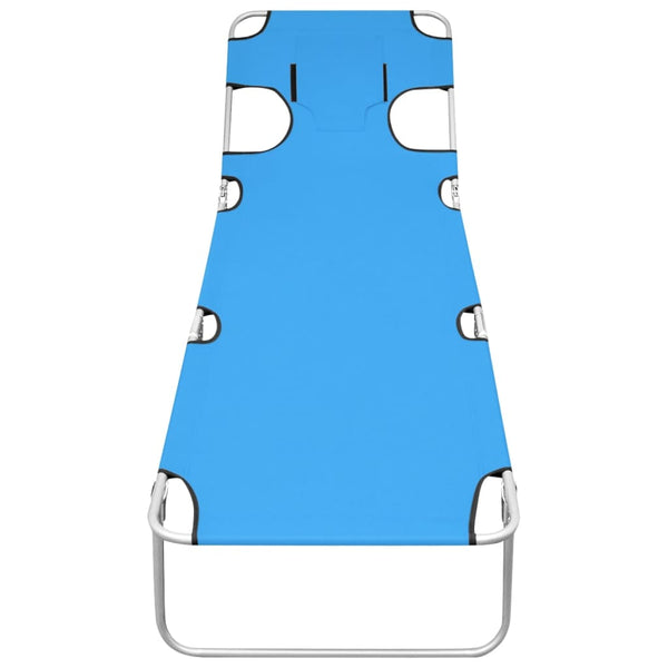 vidaXL Foldable Sun Lounger with Pillow Steel Turquoise