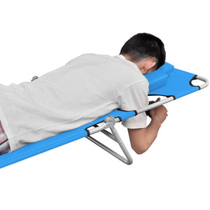 vidaXL Foldable Sun Lounger with Pillow Steel Turquoise