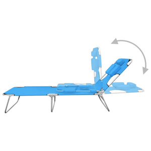 vidaXL Foldable Sun Lounger with Pillow Steel Turquoise