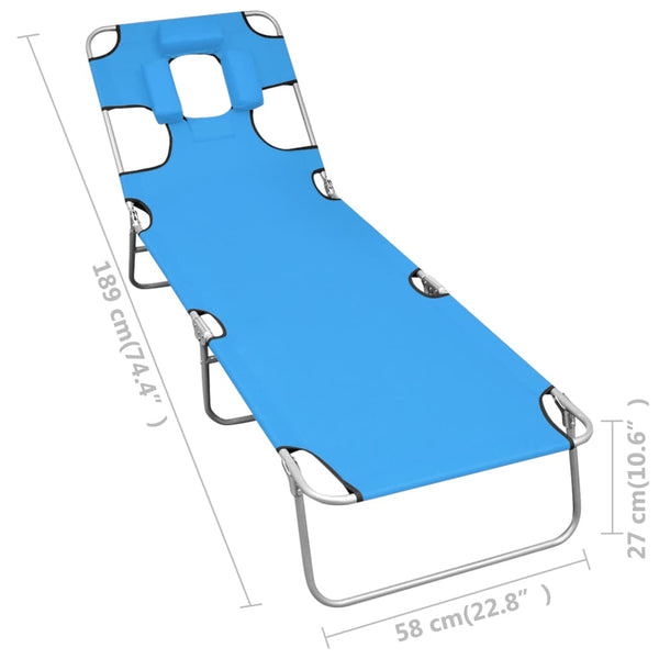 vidaXL Foldable Sun Lounger with Pillow Steel Turquoise