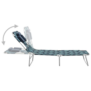 vidaXL Folding Sun Lounger with Pillow Steel Leaf Pattern