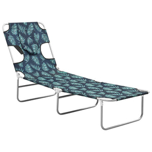 vidaXL Folding Sun Lounger with Pillow Steel Leaf Pattern