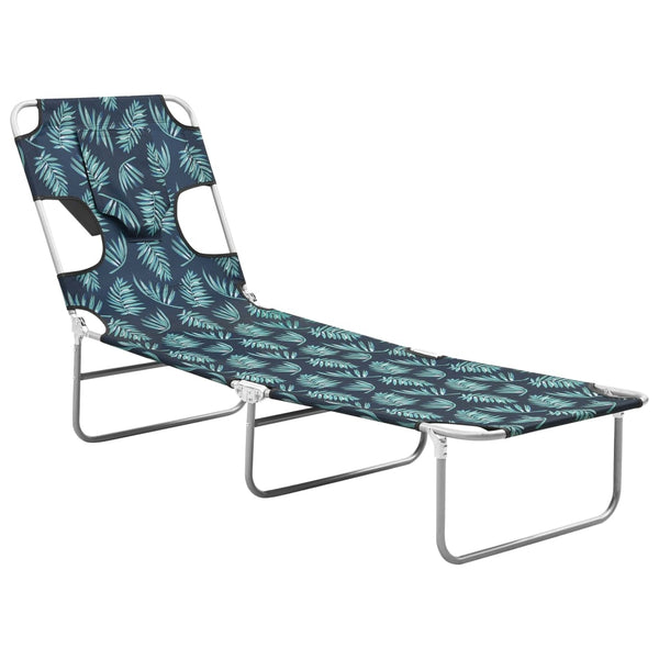 vidaXL Folding Sun Lounger with Pillow Steel Leaf Pattern