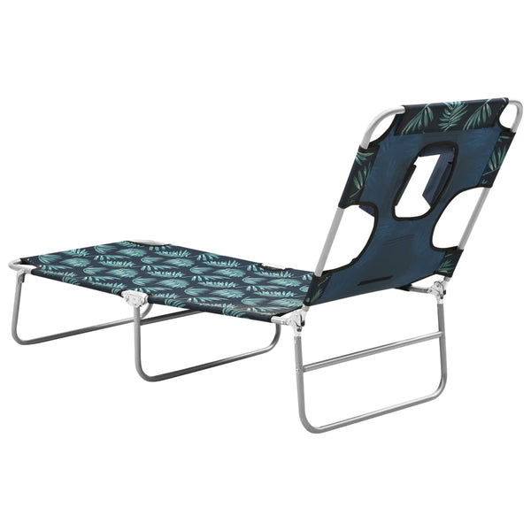 vidaXL Folding Sun Lounger with Pillow Steel Leaf Pattern