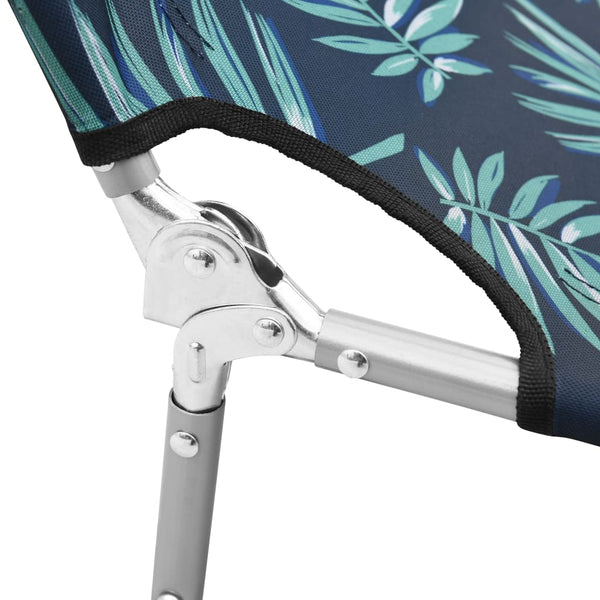 vidaXL Folding Sun Lounger with Pillow Steel Leaf Pattern
