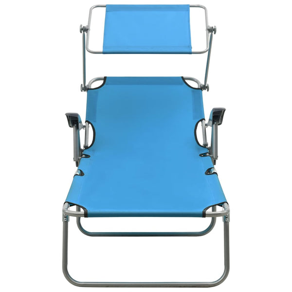 vidaXL Sun Lounger with Sun Canopy Steel Blue