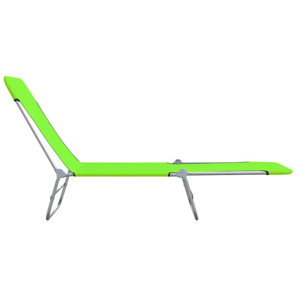vidaXL Folding Sun Loungers 2 pcs. Steel and Fabric Green