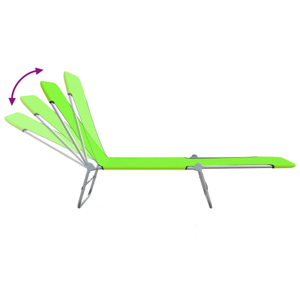 vidaXL Folding Sun Loungers 2 pcs. Steel and Fabric Green
