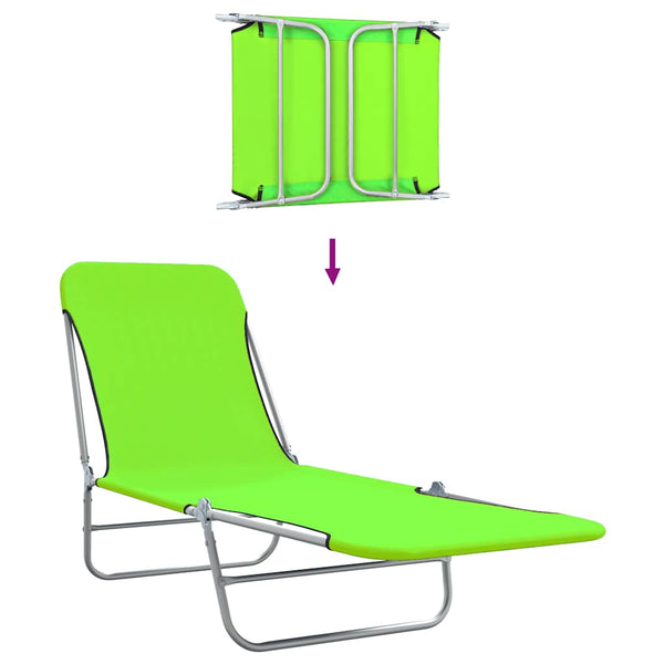 vidaXL Folding Sun Loungers 2 pcs. Steel and Fabric Green
