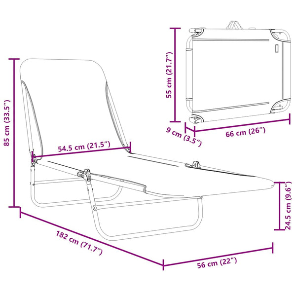 vidaXL Folding Sun Loungers 2 pcs. Steel and Fabric Green