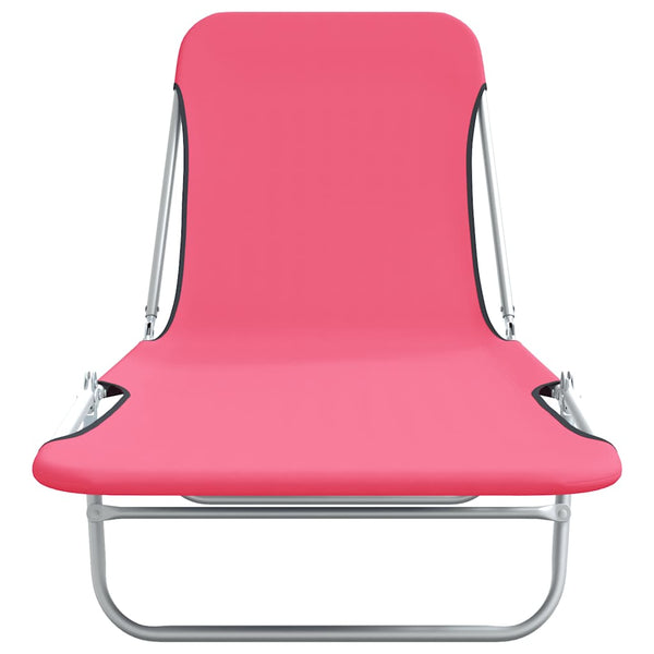 vidaXL Folding Sun Loungers 2 pcs Steel and Fabric Pink