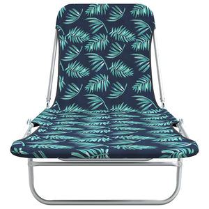 vidaXL Folding Sun Loungers 2 pcs Steel and Fabric Leaf Pattern