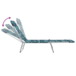 vidaXL Folding Sun Loungers 2 pcs Steel and Fabric Leaf Pattern