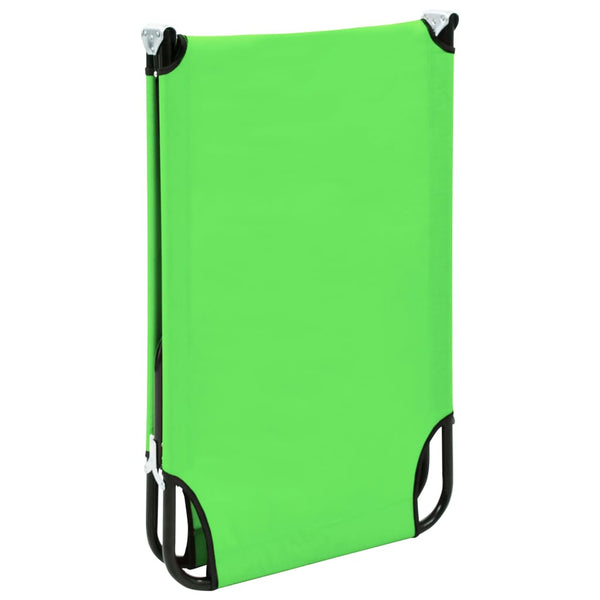 vidaXL Folding Sun Lounger Steel Green