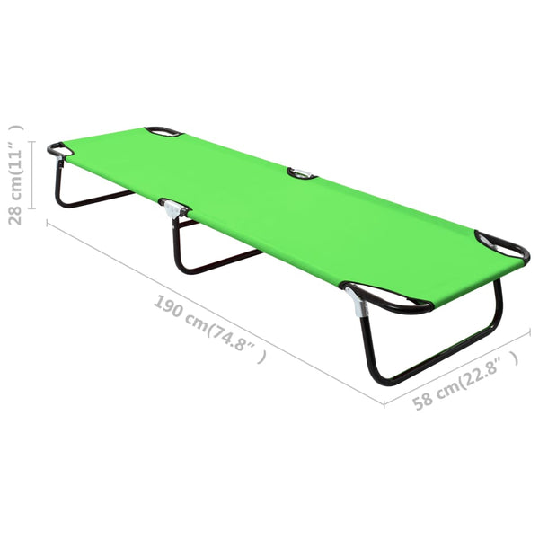 vidaXL Folding Sun Lounger Steel Green