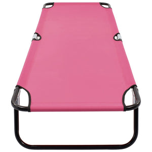 vidaXL Folding Sun Lounger Steel Pink