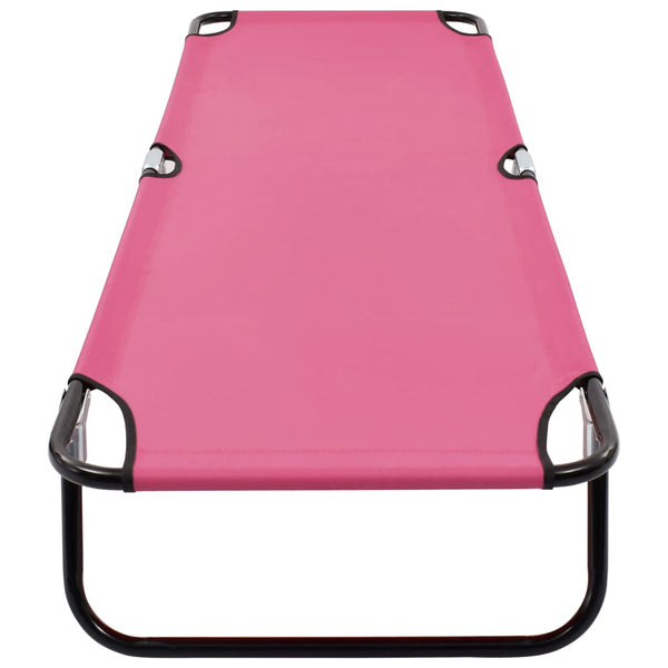 vidaXL Folding Sun Lounger Steel Pink
