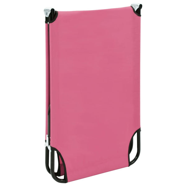 vidaXL Folding Sun Lounger Steel Pink