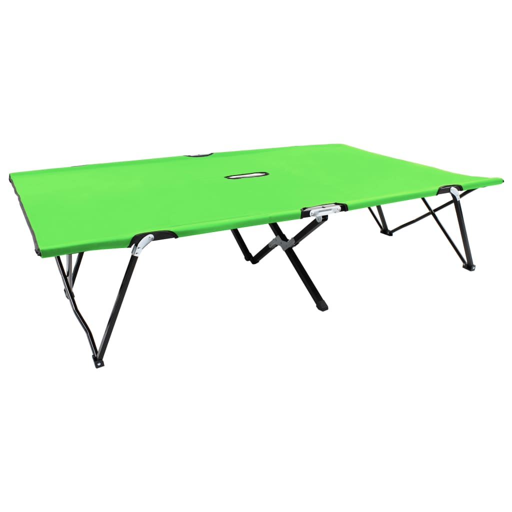 vidaXL Folding Double Sun Lounger Green Steel