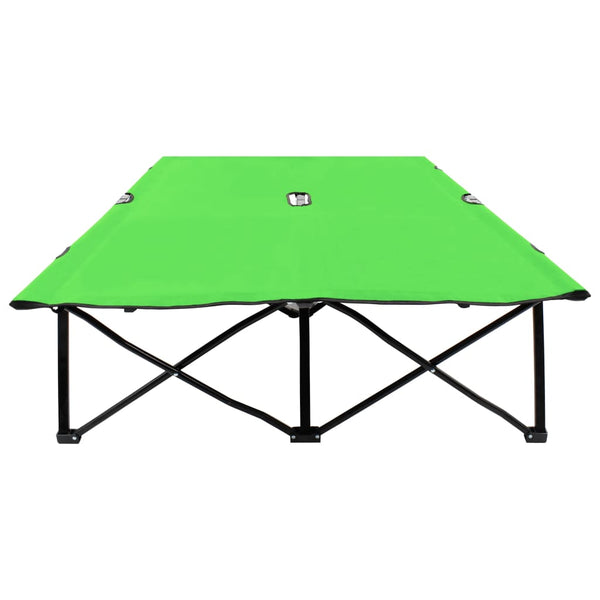 vidaXL Folding Double Sun Lounger Green Steel