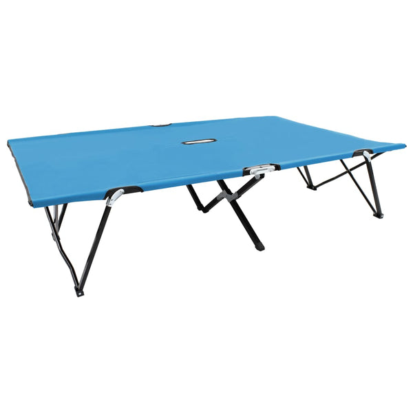 vidaXL Foldable Double Sun Lounger Blue Steel