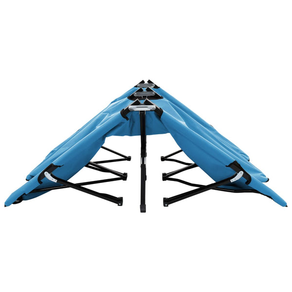 vidaXL Foldable Double Sun Lounger Blue Steel