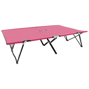 vidaXL Foldable Double Sun Lounger Pink Steel