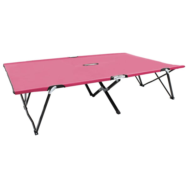 vidaXL Foldable Double Sun Lounger Pink Steel