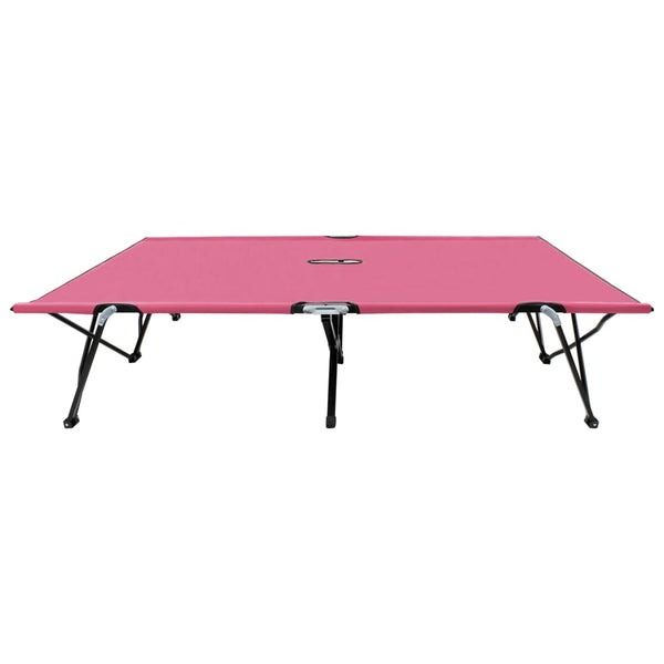 vidaXL Foldable Double Sun Lounger Pink Steel