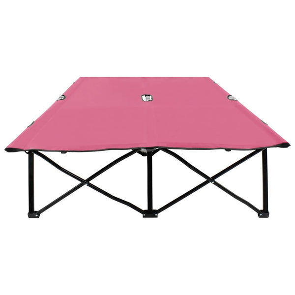 vidaXL Foldable Double Sun Lounger Pink Steel