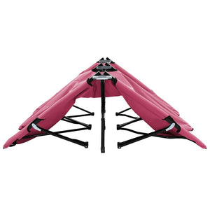 vidaXL Foldable Double Sun Lounger Pink Steel