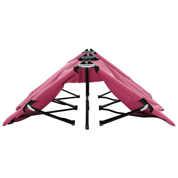 vidaXL Foldable Double Sun Lounger Pink Steel