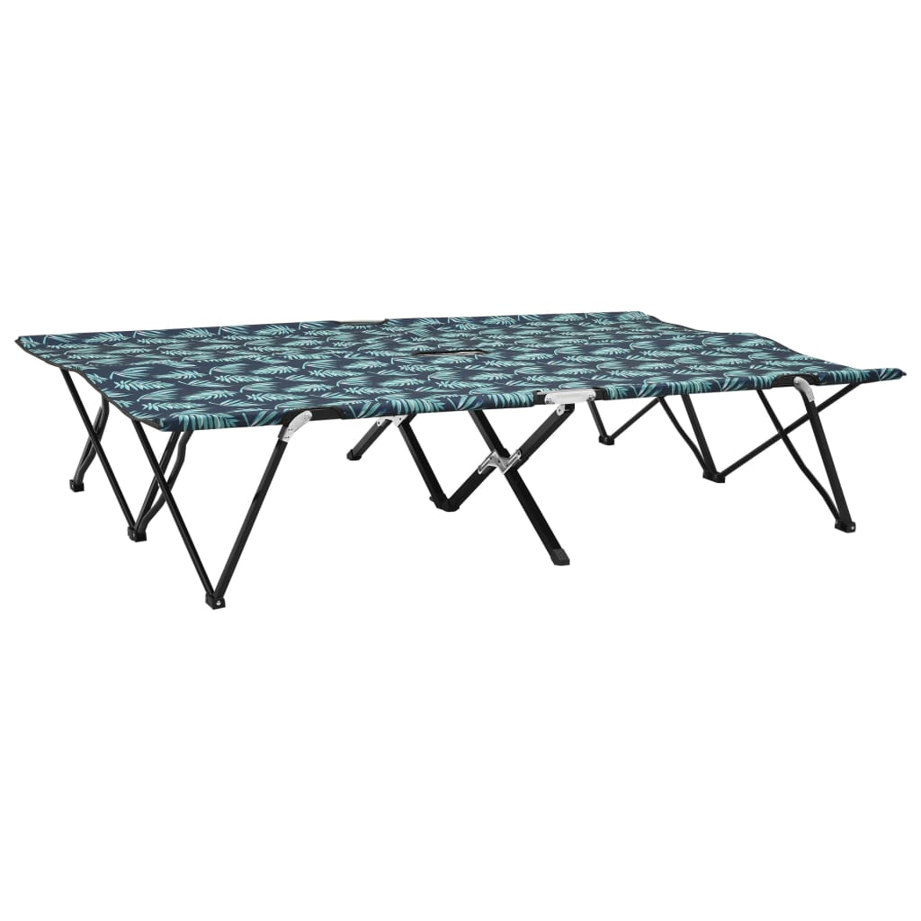 vidaXL 2-Person Folding Sun Lounger Leaf Pattern Steel