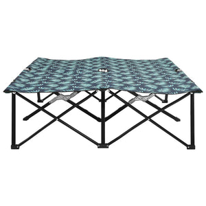 vidaXL 2-Person Folding Sun Lounger Leaf Pattern Steel