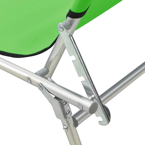 vidaXL Folding Sun Lounger with Sun Canopy Green Aluminium