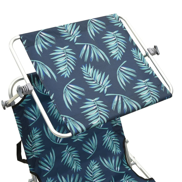 vidaXL Foldable Sun Lounger with Canopy Leaf Pattern Aluminum