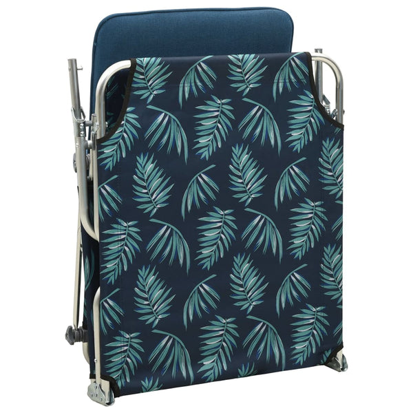 vidaXL Foldable Sun Lounger with Canopy Leaf Pattern Aluminum
