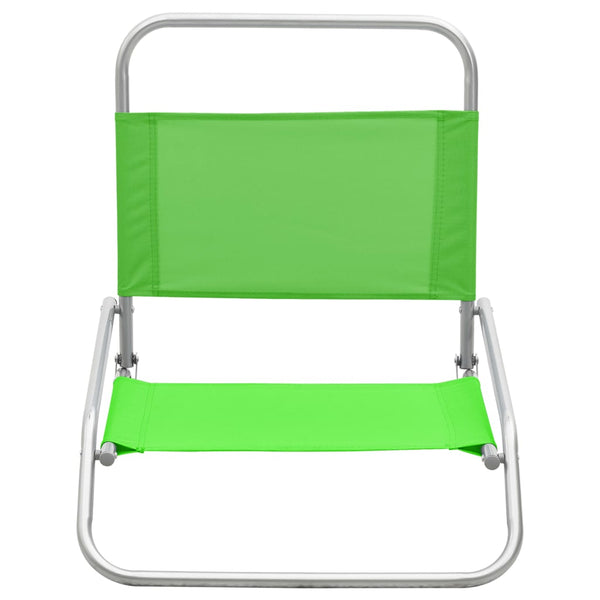 vidaXL Folding Beach Chairs 2 pcs Green Fabric