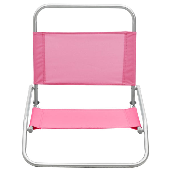 vidaXL Folding Beach Chairs 2 pcs Pink Fabric