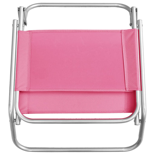 vidaXL Folding Beach Chairs 2 pcs Pink Fabric