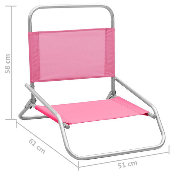 vidaXL Folding Beach Chairs 2 pcs Pink Fabric