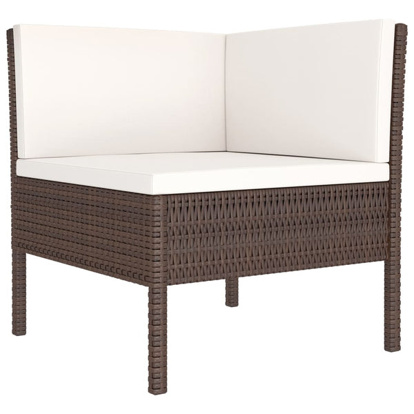 vidaXL 3-Piece Garden Lounge Set with Cushions Poly Rattan Brown
