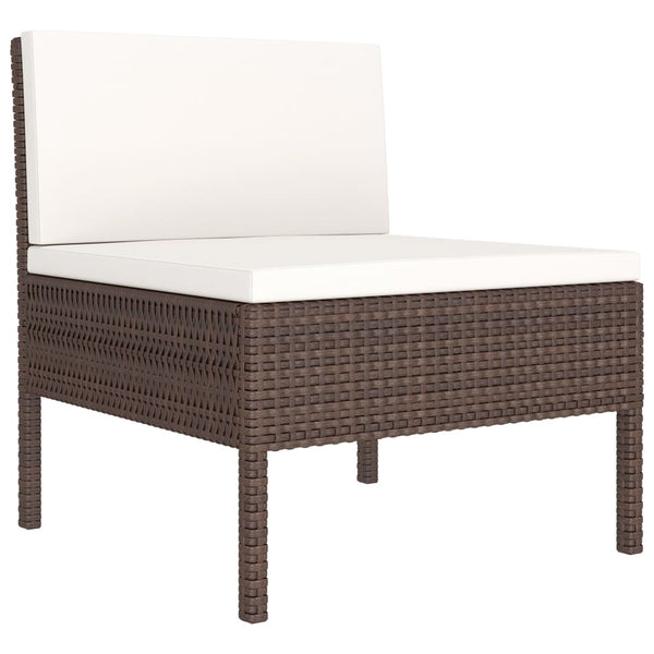 vidaXL 3-Piece Garden Lounge Set with Cushions Poly Rattan Brown